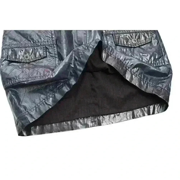 NWT Free People Blue Faux Leather Quilted Mini Skirt Size 8 Cargo Pockets $128 - Picture 11 of 11